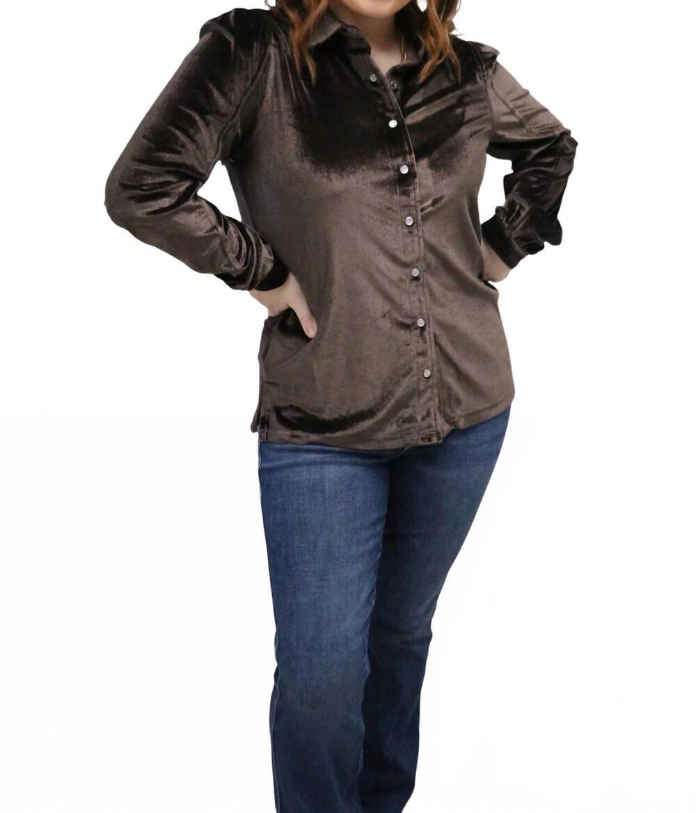 NEW CINCH women's long sleeve blouse in brown